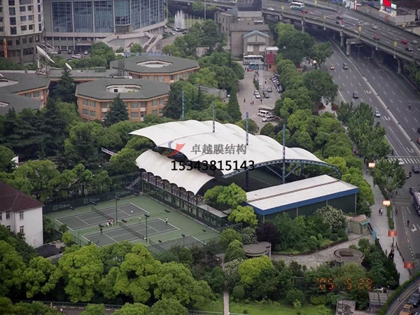 邵通网球场膜结构顶盖/篮球场屋顶/门球场雨棚安装